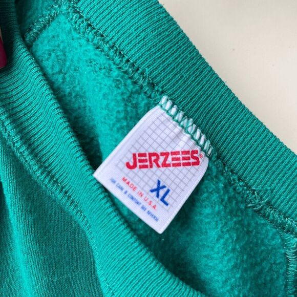 Vintage Jerzees Crewneck Sweatshirt XL Teal Made in USA Blank 80s 90s Y2K - Picture 2 of 8